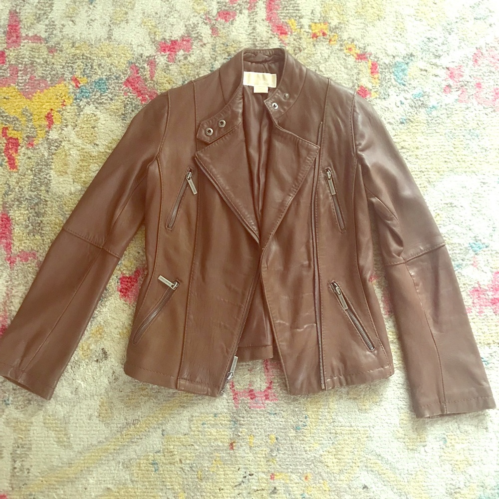 Michael Kors Leather Moto Jacket